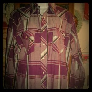 NWOT,Vintage 90s,Unisex,Wrangler,Purple Plaid, Western Shirt with Pearl Snaps💜